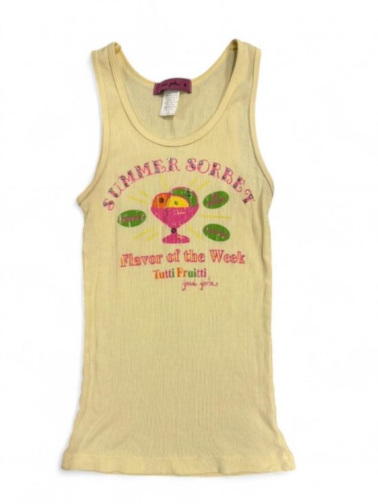 Joomi Joolz Tops - Vintage Joomi Joolz Summer Sorbet Tutti Frutti Pastel Yellow Tank Top